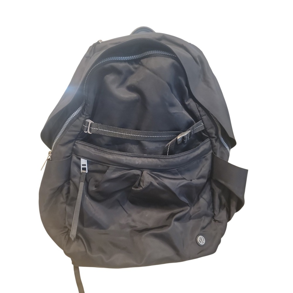 Lululemon Pack It Up Backpack Womens Black Athletic Casual Pockets Bag Gym...